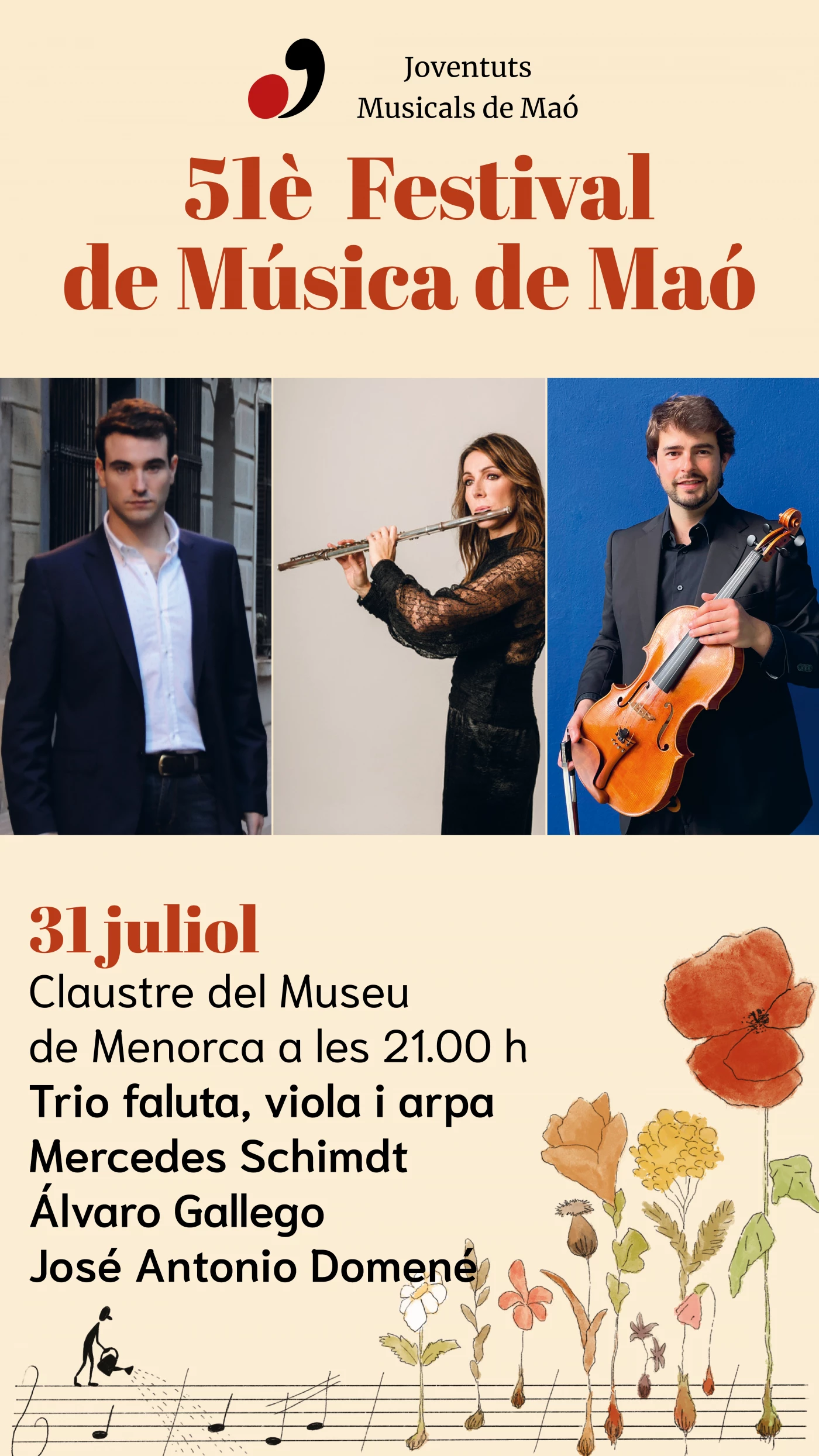 Imagen del evento José Antonio Domené trío, arpa, flauta y viola.